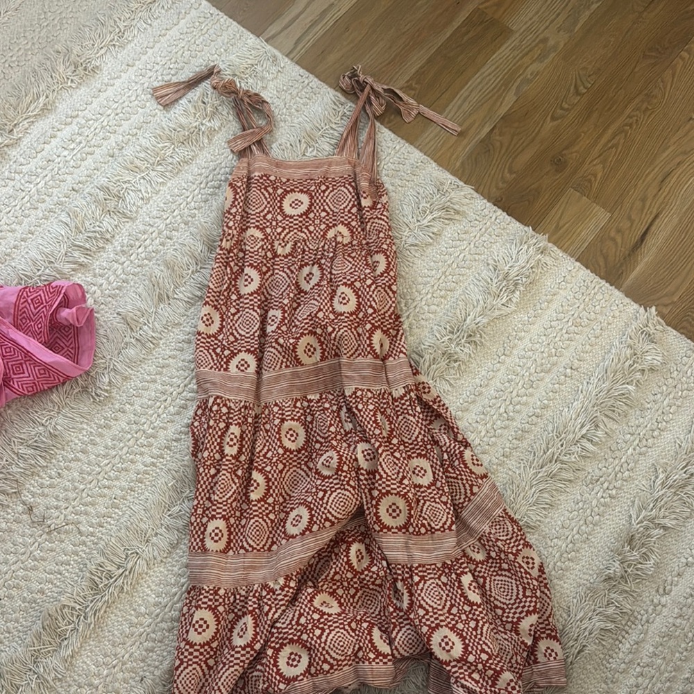 Bohemian Maxi Dress in Red and Cream